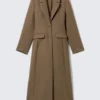 Long Fitted Single-Breasted Suiting Coat – Medium Brown