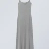 Long Fitted Strap Dress – Grey Melange
