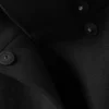Long Funnel Neck Wool Coat – Black