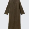 Long Knit V-Neck Cardigan – Dark Brown
