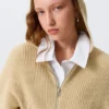 Long Knitted Zip Hoodie – Beige