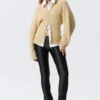Long Knitted Zip Hoodie – Beige