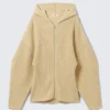 Long Knitted Zip Hoodie – Beige