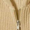 Long Knitted Zip Hoodie – Beige