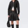 Long Knitted Zip Hoodie – Black