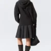 Long Knitted Zip Hoodie – Black