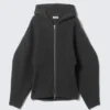 Long Knitted Zip Hoodie – Black
