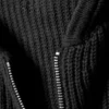 Long Knitted Zip Hoodie – Black