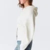 Long Knitted Zip Hoodie – White