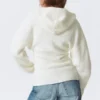 Long Knitted Zip Hoodie – White