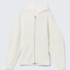 Long Knitted Zip Hoodie – White