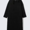 Long Oversized Wool-Blend Coat – Black