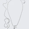 Long Ring Chain Necklace – Silver