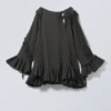 Long Ruffled Cut-Out Tunic – Dark Grey
