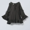 Long Ruffled Cut-Out Tunic – Dark Grey