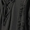 Long Ruffled Cut-Out Tunic – Dark Grey