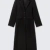 Long Single-Breasted Slim Fit Coat – Black