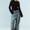 Long Sleeve Cotton Top – Black