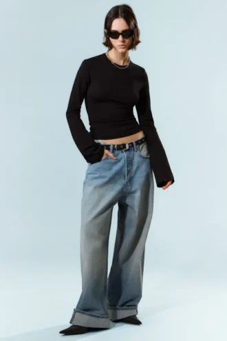 Long Sleeve Cotton Top – Black