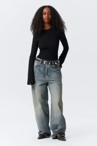 Long Sleeve Cotton Top – Black