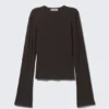 Long Sleeve Cotton Top – Dark Brown
