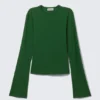 Long Sleeve Cotton Top – Dark Green