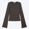 Long Sleeve Cotton Top – Dark Grey Stripe