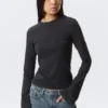 Long Sleeve Cotton Top – Striped Dark Blue