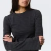 Long Sleeve Cotton Top – Striped Dark Blue