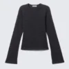 Long Sleeve Cotton Top – Striped Dark Blue