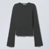 Long Sleeve Cotton Top – Washed Black