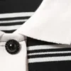 Long Sleeve Rugby Polo Top – Black & White Stripes