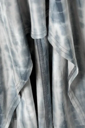 Long-Sleeved Asymmetric Midi Dress – Dark Green – Tie-Dye