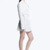 Long-Sleeved Asymmetric Mini Shirt Dress – Blue Stripe