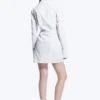 Long-Sleeved Asymmetric Mini Shirt Dress – Blue Stripe