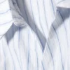 Long-Sleeved Asymmetric Mini Shirt Dress – Blue Stripe