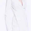 Long-Sleeved Asymmetric Mini Shirt Dress – White