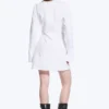 Long-Sleeved Asymmetric Mini Shirt Dress – White
