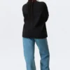 Long-Sleeved Boxy Cotton T-Shirt – Black