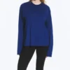 Long-Sleeved Boxy Cotton T-Shirt – Bright Blue