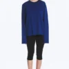 Long-Sleeved Boxy Cotton T-Shirt – Bright Blue