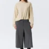 Long-Sleeved Boxy Cotton T-Shirt – Light Beige