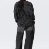 Long-Sleeved Boxy Cotton T-Shirt – Striped Black