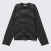Long-Sleeved Boxy Cotton T-Shirt – Striped Black