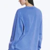 Long-Sleeved Boxy Cotton T-Shirt – Washed Blue