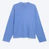 Long-Sleeved Boxy Cotton T-Shirt – Washed Blue