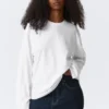 Long-Sleeved Boxy Cotton T-Shirt – White