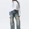 Long-Sleeved Boxy Cotton T-Shirt – White