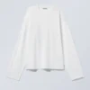 Long-Sleeved Boxy Cotton T-Shirt – White