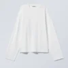 Long-Sleeved Boxy Cotton T-Shirt – White